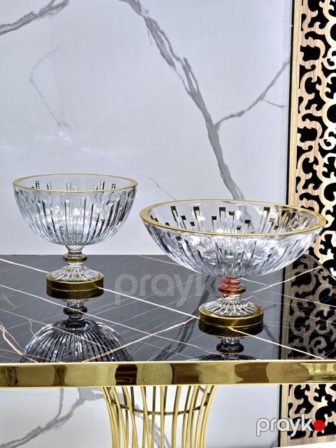 Meyvə qabı homestore_vm1500, şüşə, şəffaf/qızılı, 27 sm, 1 əd — Bakı