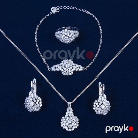 Zinət dəsti kulonlu zəncir, sırğa, qolbaq və üzük Azgold 633 VJ712979 No Brand — Bakı
