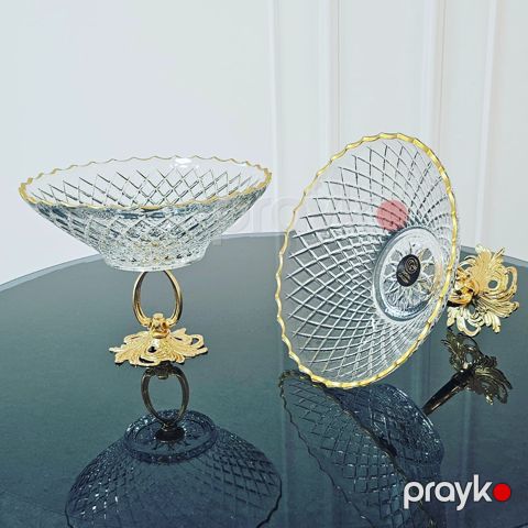 Meyvə qabı homestore_vm1206, 29 sm, şüşə, qızılı, ayaqlı, 1 ədəd - homestore_vm1206 — Bakı