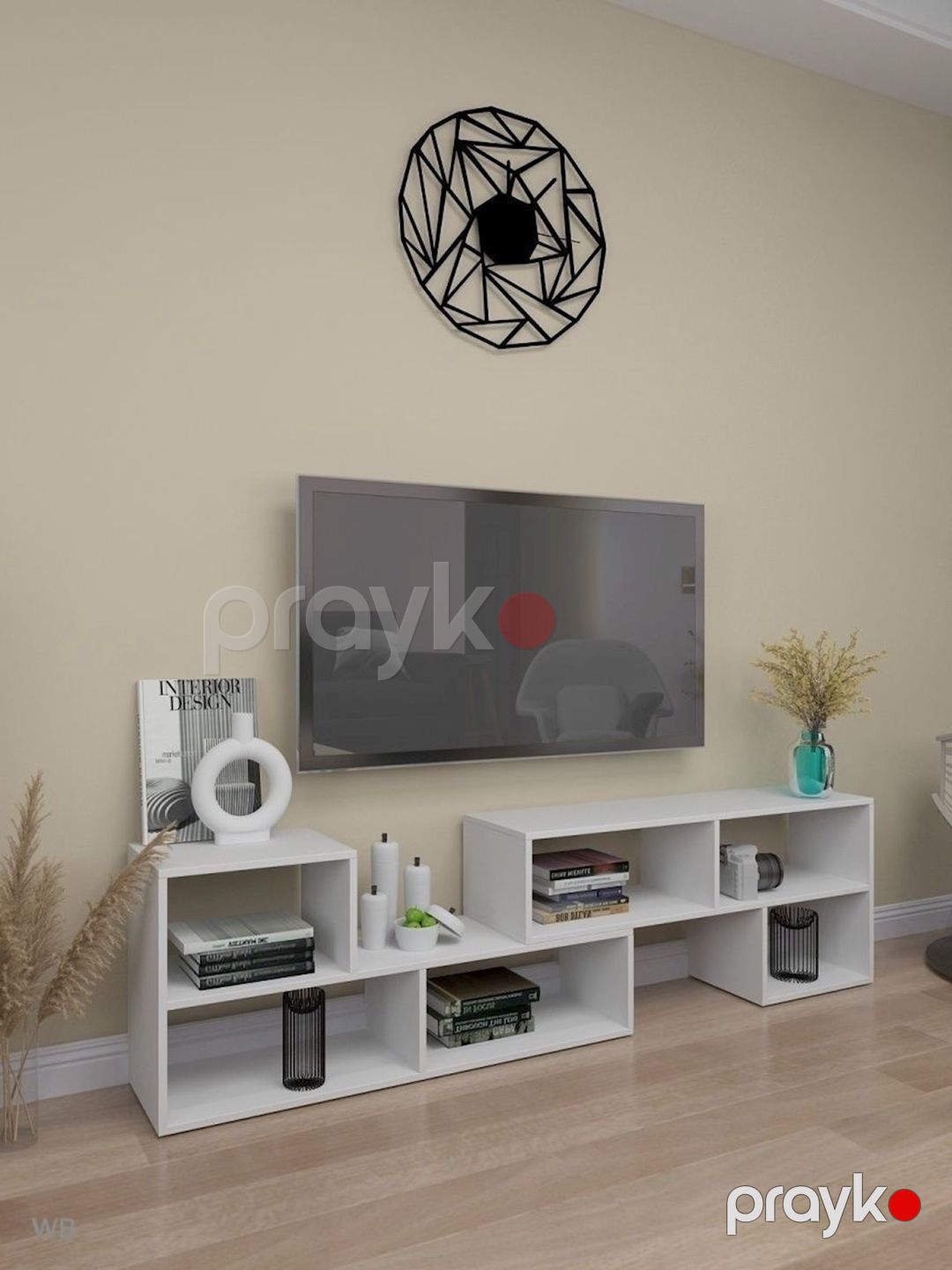 TV üçün tumba 3563_StellajTvLongWhite, 110x50x32.5 sm, Ldsp, ağ — Mallar, Bakı (2)