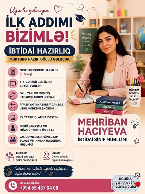 Məktəbəqədər Hazırlıq Dərslərinə Qəbul: Uşaqlar üçün Hazırlıq Dərsləri — Gəncə