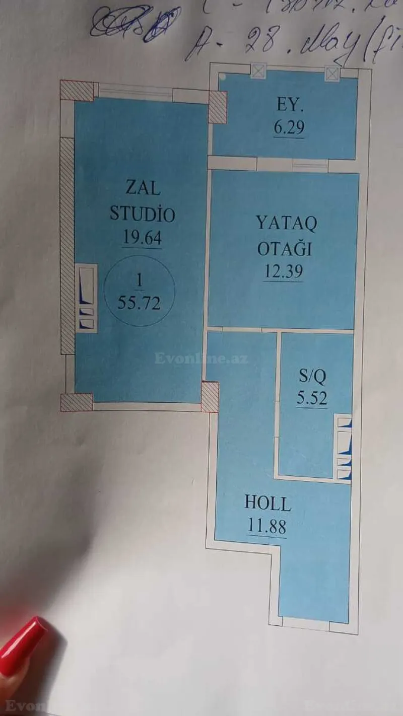 Satılır 2 otaqlı Mənzil Yeni tikili 55 m² Bakı, Nərimanov r — Mənzil, Bakı (4)