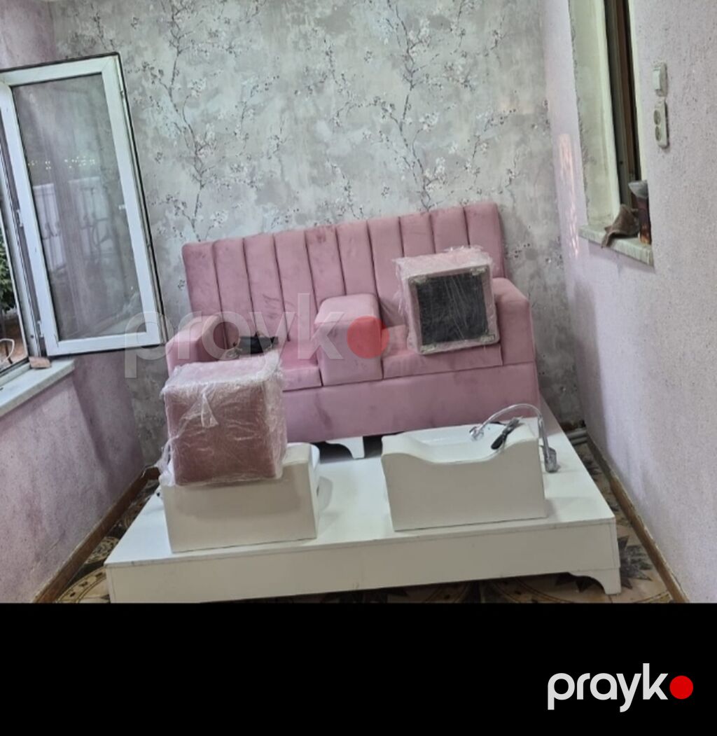 Pedikür üçün salon mebeli dəsti - 3 nəfərlik, yumşaq velvet/velur — Salon mebeli, Digah (2)