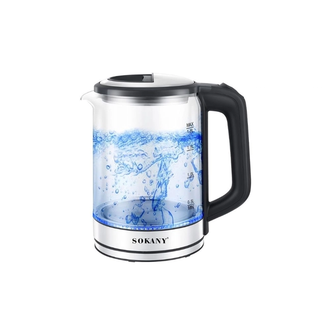 Sokany SK‑09012 Elektrik Çaydan – 1.8 L, Şık Black/Silver Dizayn — Etrend.az — Electric kettles and thermopots