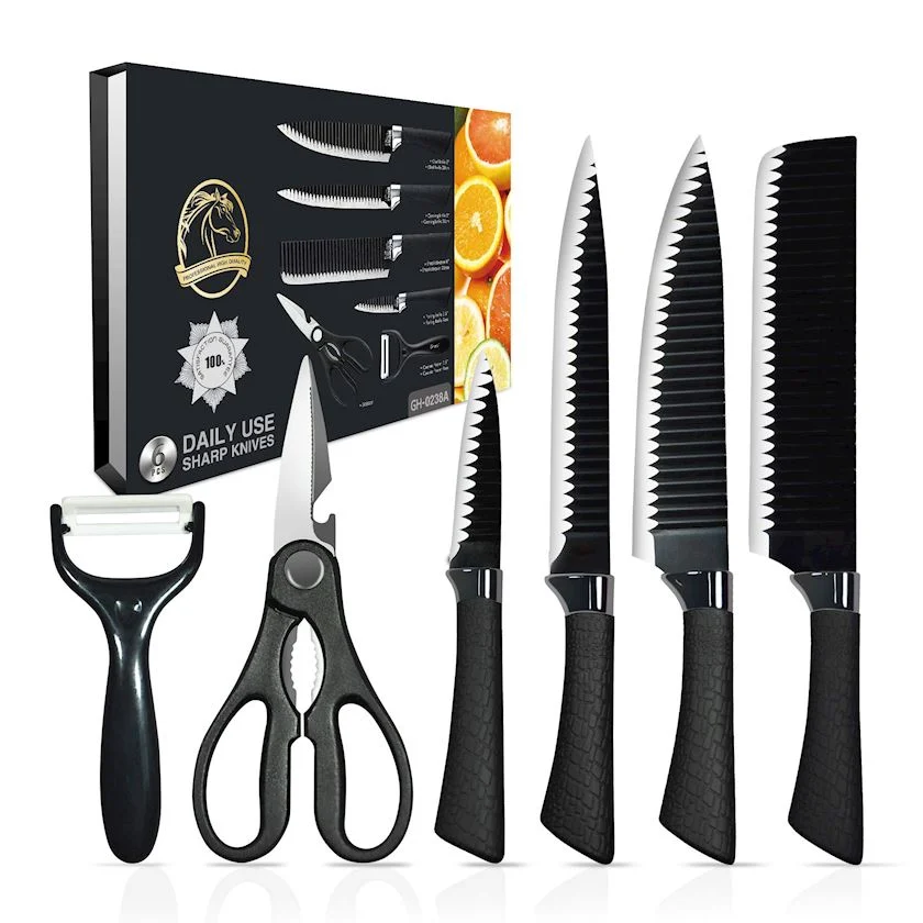 Bıçaq dəsti GH-0238A, paslanmayan polad, qara, 6 əd — Bakı