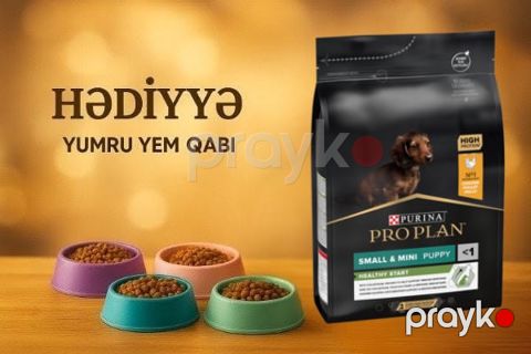 Quru yem Purina Pro Plan Small and Mini Puppy kiçik cins bala itlər üçün, toyuq əti ilə, 7 kq + Yem qabı Hədiyyə — Bakı