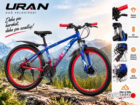 Dağ Velosipedi Uran Mountain Pro Premium 24 ölçü VP052 Mavi — Bakı