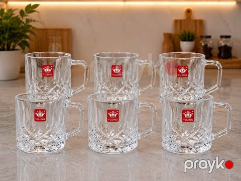 Krujka dəsti 0180_04545, 190 ml, şüşə, şəffaf, 6 əd — Bakı
