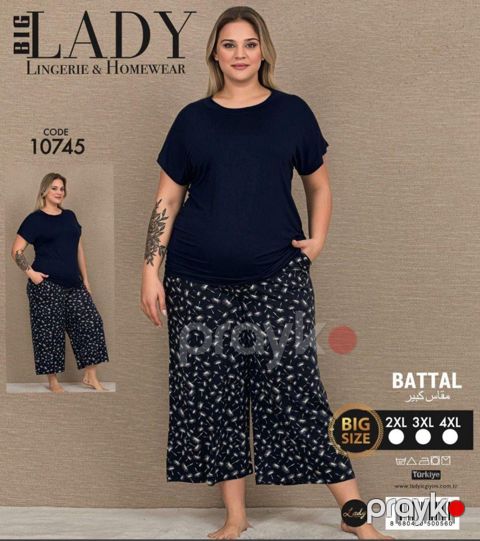 Qadınlar üçün dəst BL-10745, qara, pambıq, ölçü XXL — Bakı