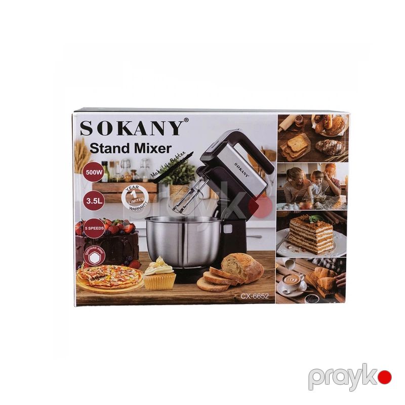Sokany CX-6652 500W Stand Mikser – 3.5L Paslanmayan Polad Qab, Xəmir və Kremlər üçün — Blenderlər, xırdalayanlar və mikserlər, Bakı (5)
