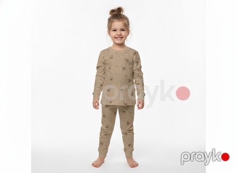 Şalvarlı pijama dəsti 4760, qəhvəyi, pambıq, 2 yaş — Bakı