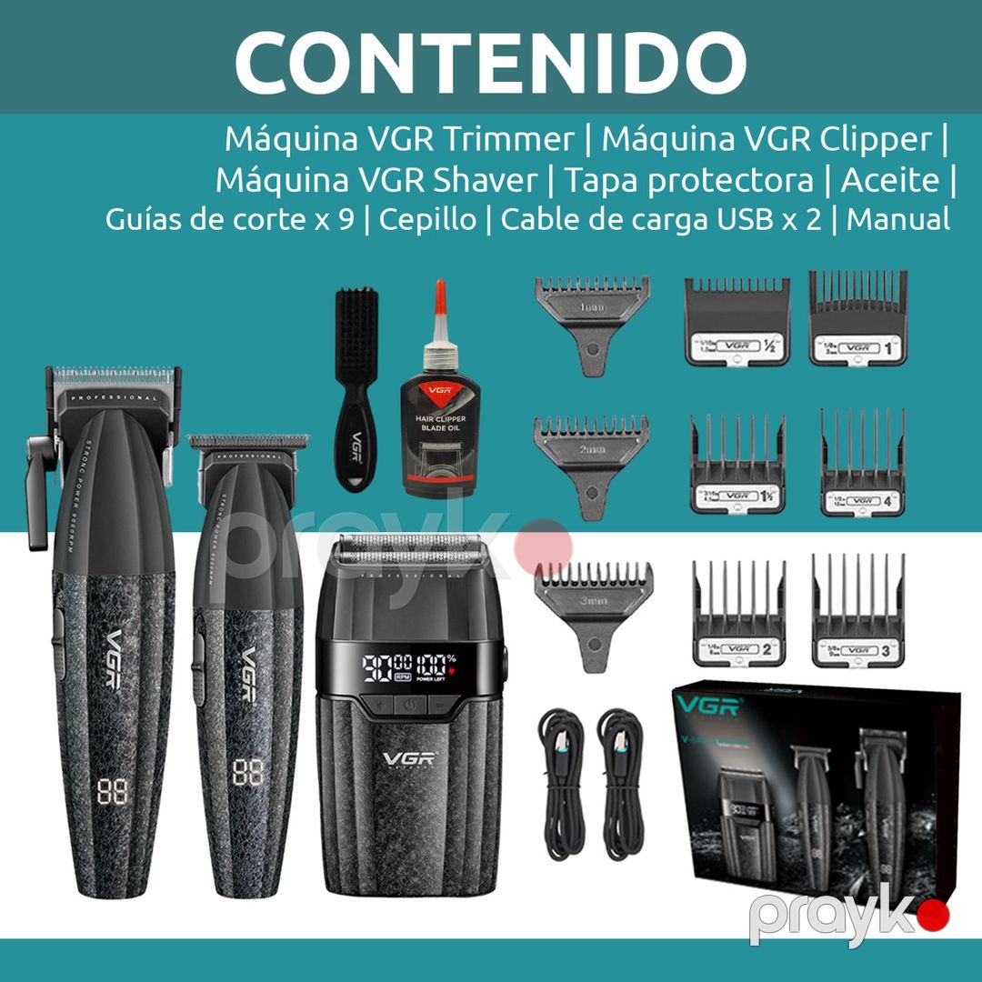 Professional təraş aparatı dəsti VGR 640 S3 2500MAH 9000RPM Ceramic Blades Cord/Cordless — Gözəllik və səhiyyə, Bakı (7)