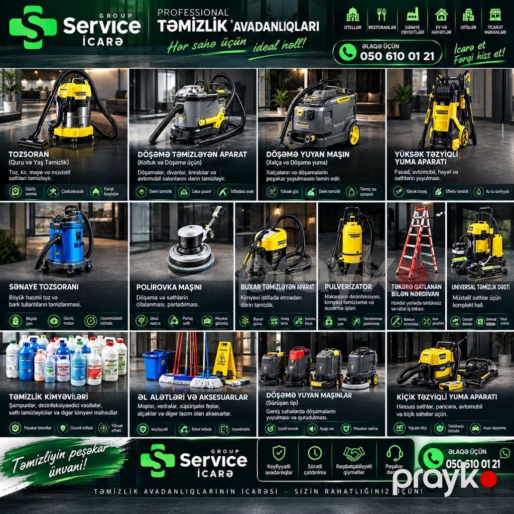 Peşəkar təmizlik avadanlıqlarının icarəsi – Service Group Tətbiq — Digər, Bakı (3)