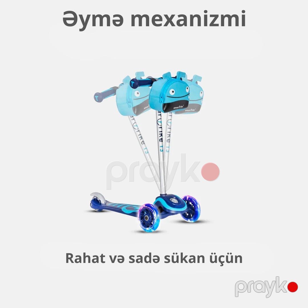 Uşaq skuter Smartrıke T3 Mavi — Mallar, Bakı (3)