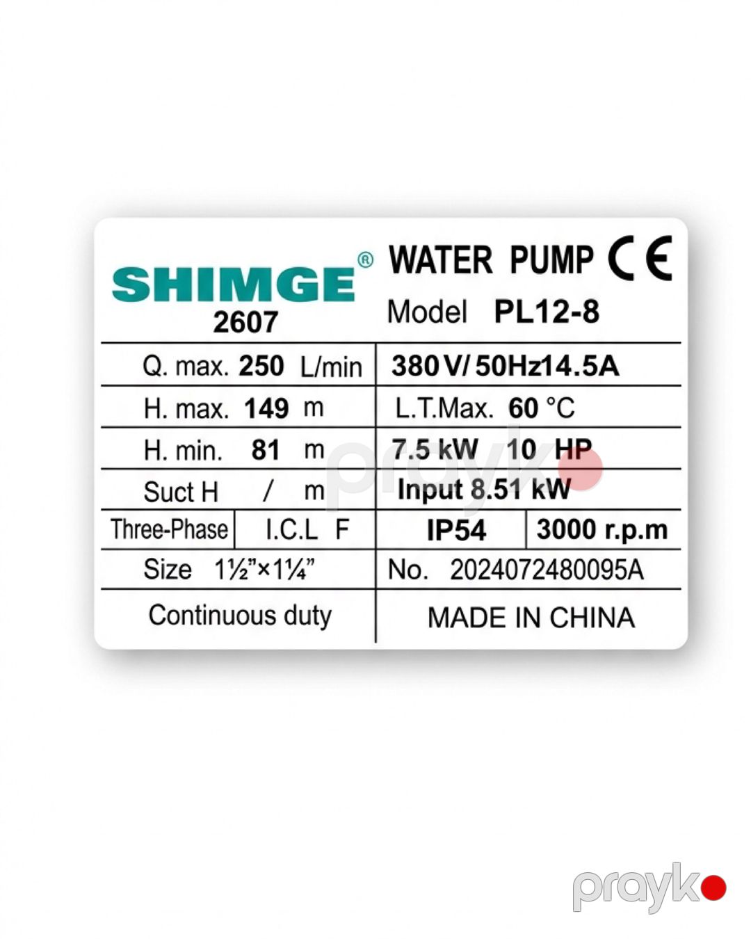 Su nasosu Shimge PL12-8 — Mallar, Bakı (4)
