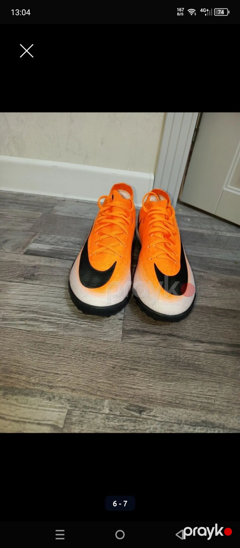 Nike Mercurial Vapor – Narıncı/qara rəngli futbol butsisi (Dişsiz) — Krossovkalar, Bakı (6)