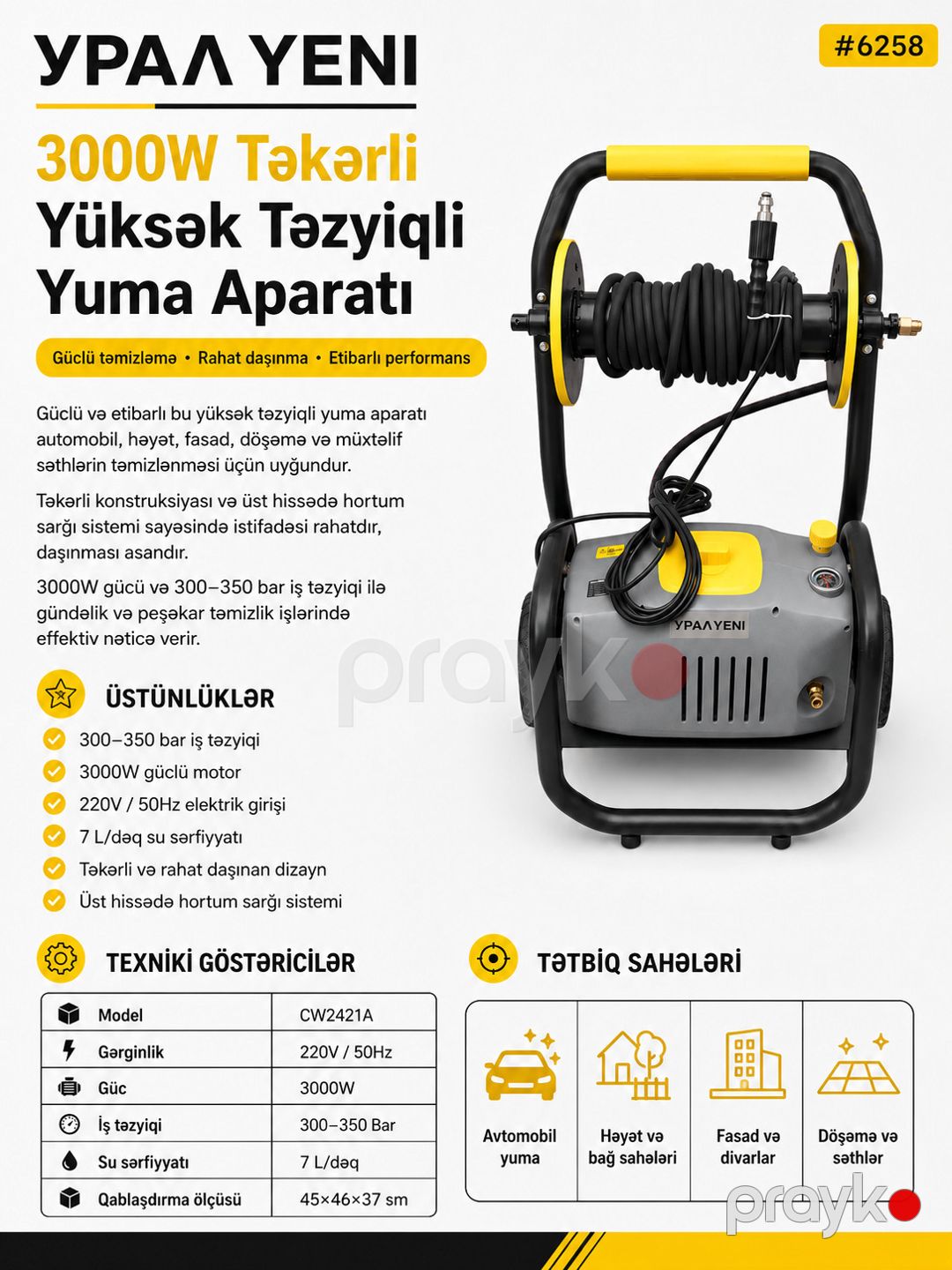 Yüksək təzyiqli yuyucu Ural CW2421A — Mallar, Bakı (2)