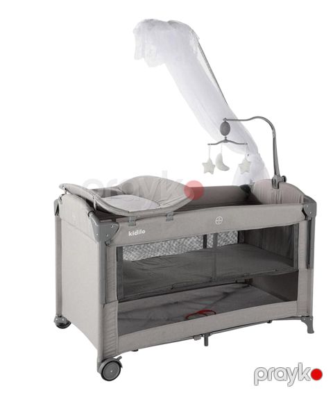 Uşaq çarpayısı-manej Kidilo azrT_702L, 125x65x74 sm, açıq boz — Bakı