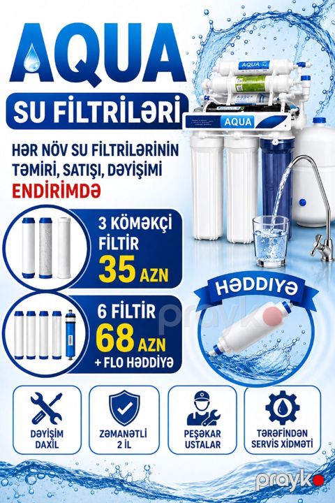 Su Filtirlərin dəyişimi 3-35azn 6si-68azn endirimdə Orginal Əlaqə — Bakı