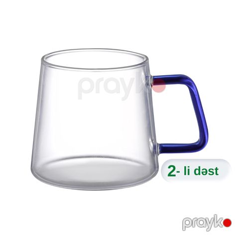 Fincan dəsti Aramoro Sereno, şüşə, şəffaf/göy, 260 ml — Bakı