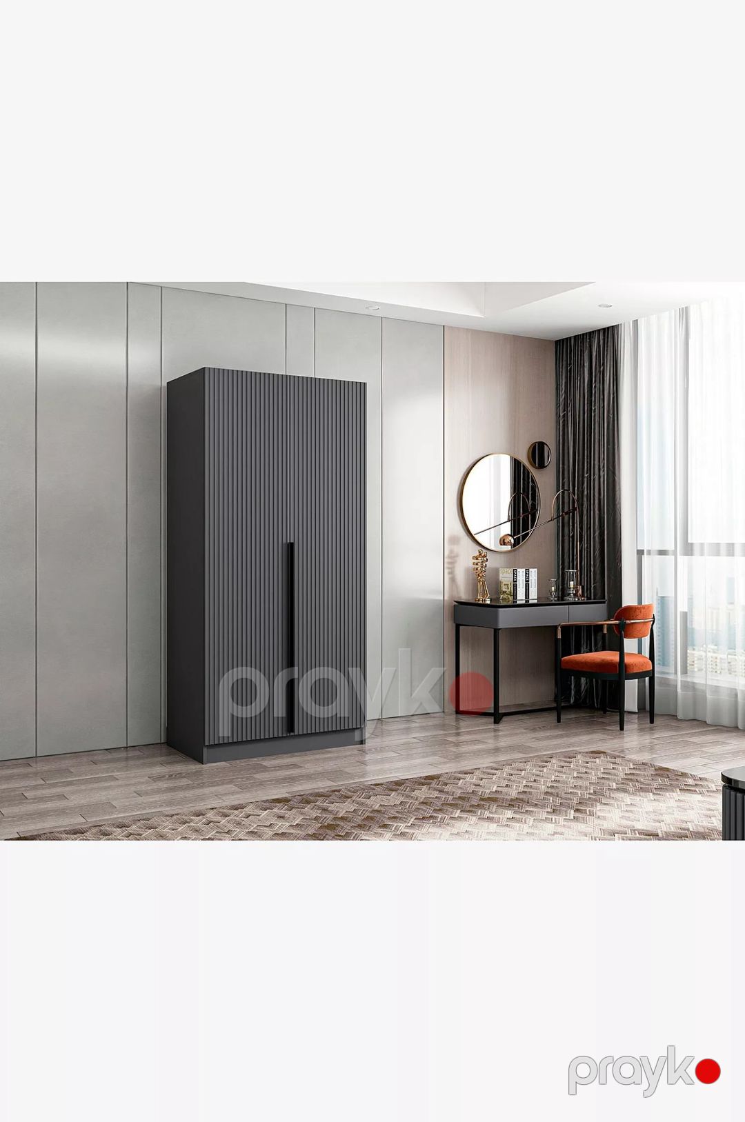 Şkaf Elegant Wood ZARR1134, laminat, boz, 210x52x90 sm — Şkaflar, Bakı (3)