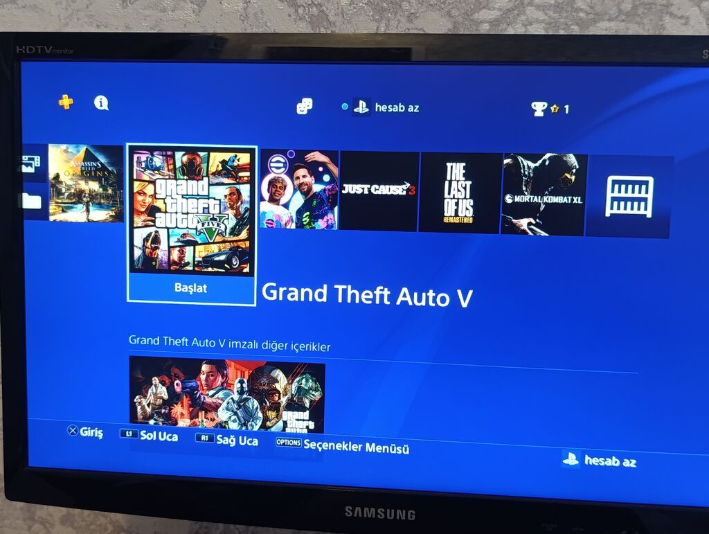 PS4 slim 500gb az işlənmiş, əla vəziyətdə +2 pult+20 oyun hesab şifrə — Oyun konsolları, Bakı (2)
