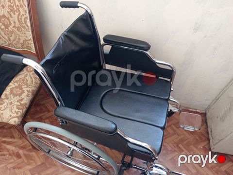 Tualet funksiyalı əlil arabası - Material: xrom örtüklü möhkəm metal — Bakı