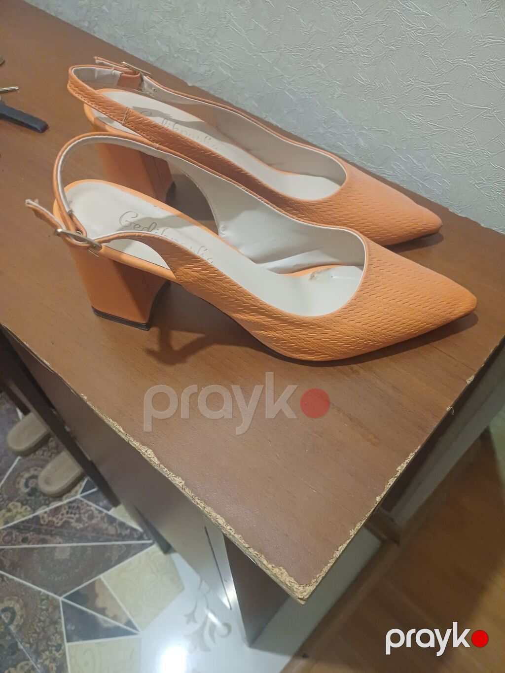 Narıncı rəngli xanım ayaqqabısı – açıq dabanlı slingback model — Tufl, Sumqayıt (7)