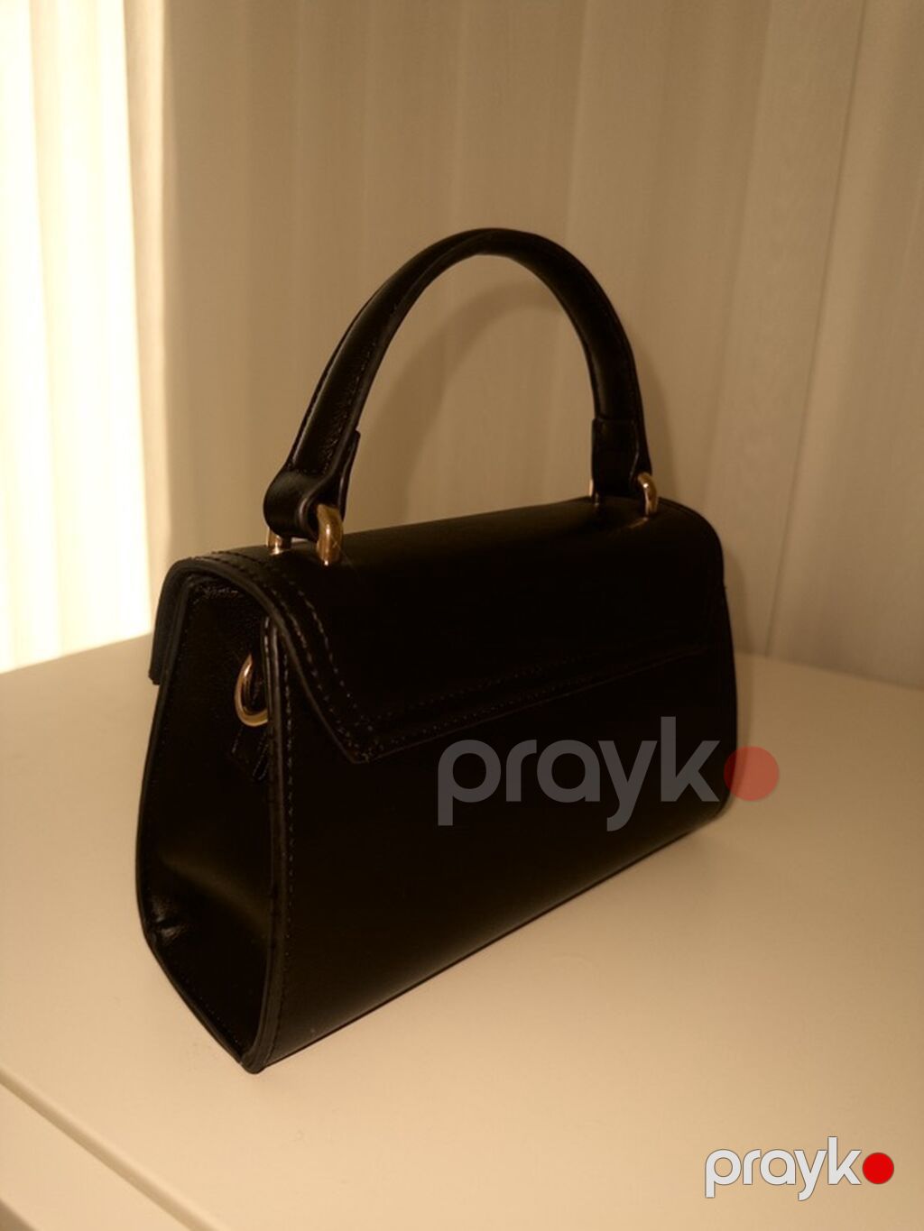 Qara dəri mini əl çantası - Klassik siluetli, üstdən tutacaqlı model — Çantalar, çamadanlar, cüzdanlar, Bakı (4)