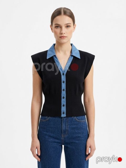 Qısaqollu polo qadınlar üçün VC_2796778, trikotaj, qara, ölçü One size — Bakı