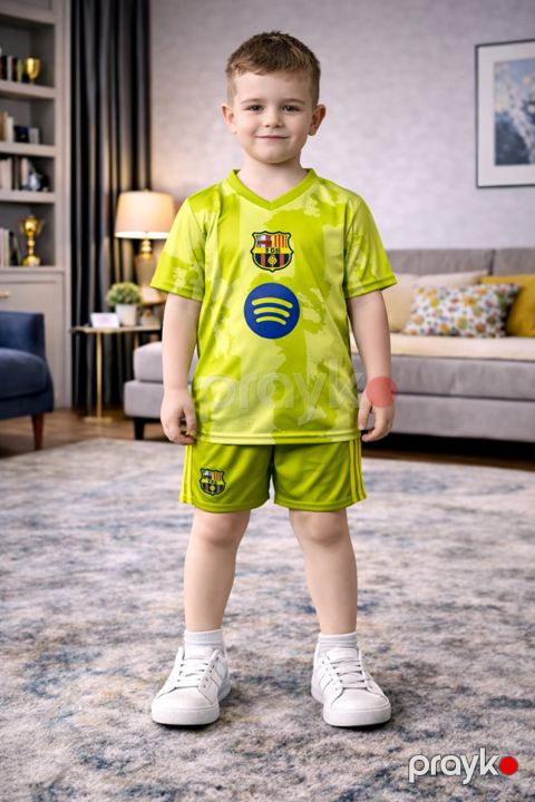 Uşaq futbol dəsti Barcelona, yaşıl, polyester, ölçü 13 yaş — Bakı
