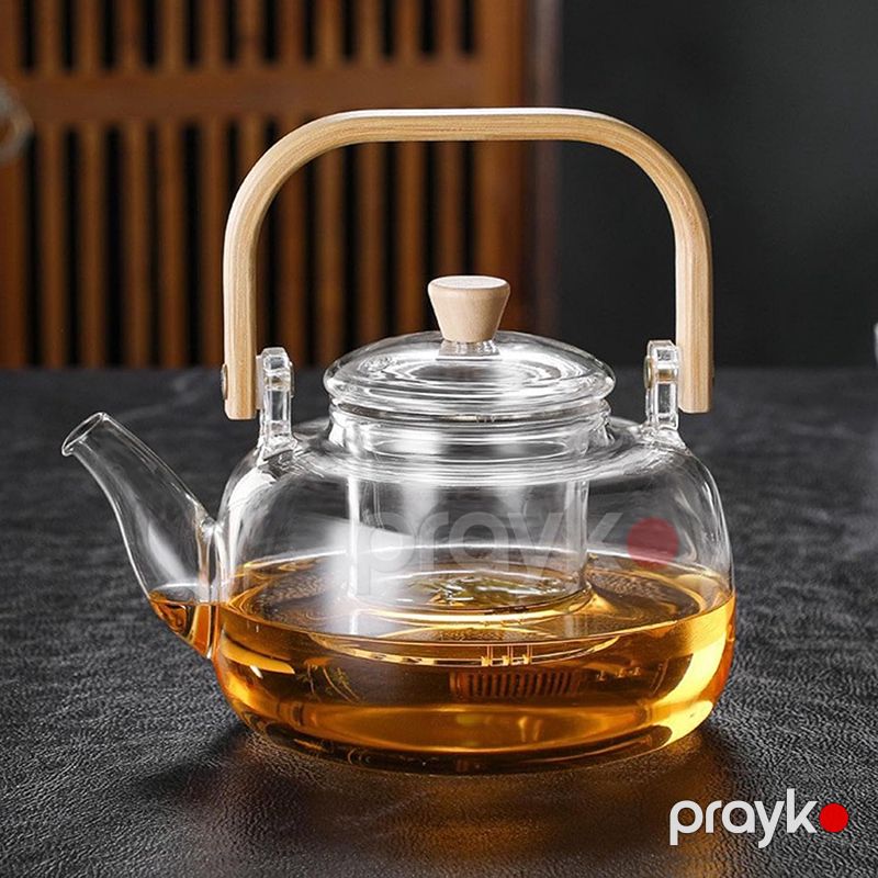 Bambuk Dəstəkli Borosilikat Şüşə Dəm Çayniki – Çıxarıla Bilən Filtrlə (1000 ml) — Mətbəx texnikası, Bakı (5)