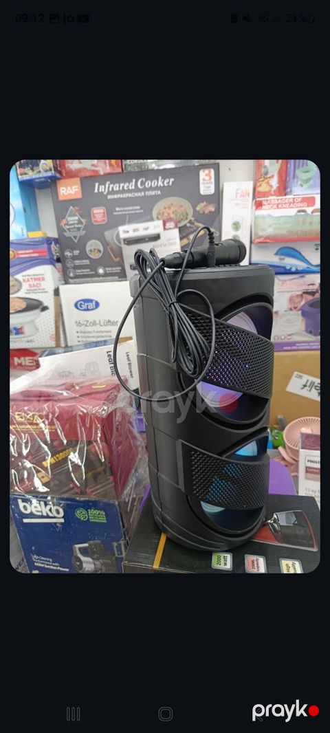Portativ Bluetooth akustik kolon + mikrofon - İki böyük dinamikli — Masazır