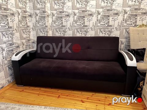 Qara rəngdə yumşaq mebel dəsti - Tərkibi: 3 nəfərlik divan + 1 ədəd — Masazır