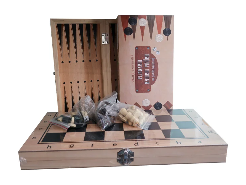 Şahmat + dama + nərd (3-ü 1-də) WS0544, taxta, 39x39 sm — Top oyunları, Bakı (2)