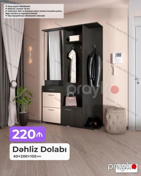Dəhliz Dolabı – 40×200×100 sm - Model: modul tipli dəhliz dolabı — Bakı