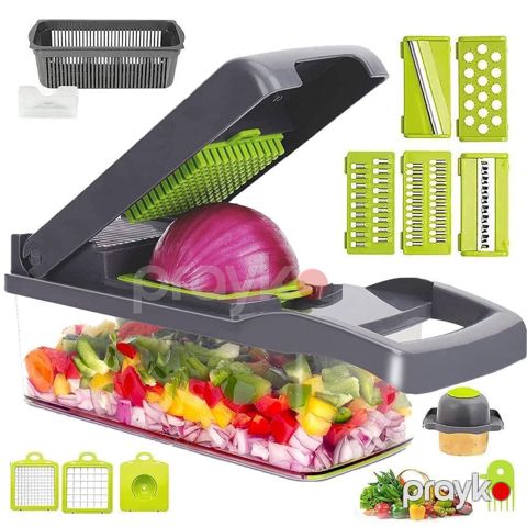 Tərəvəz doğrayıcı 15 parçalı multifunksional dəst, paslanmayan polad/plastik - SD-3475 — Bakı