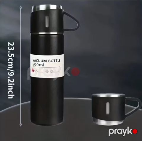 Termos dəsti E-T 0414, 3 parça, qara, polad, 500 ml — Bakı