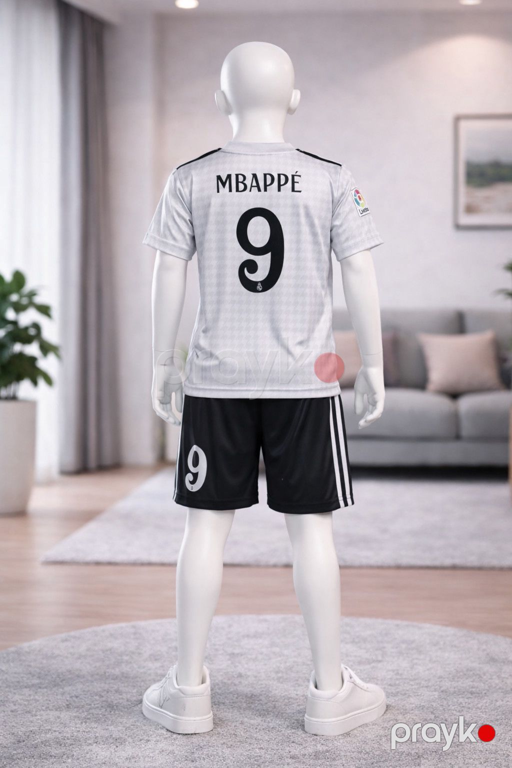 Uşaq futbol dəsti Mbappe 9, poliester, ağ/qara, 13 yaş — Mallar, Bakı