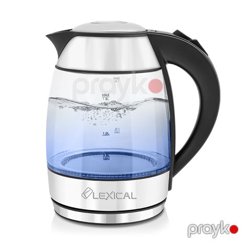 Lexical LEK-1451 Şüşə Elektrik Çaydanı – 1.8 L, 2200W, Mavi LED İşıqlı — Bakı