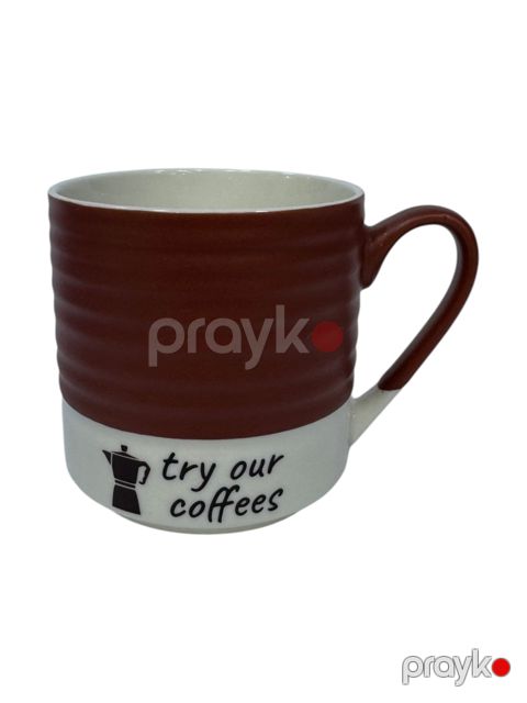 Fincan Danny Home 300 ml Keramika Ağ Qəhvəyi Dairə relyefli kupa — Bakı