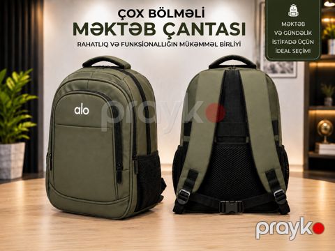 Məktəb bel çantası 16700269, poliester, yaşıl, 20 l — Bakı