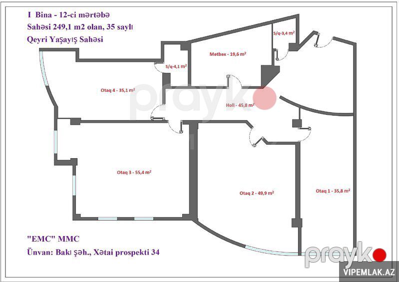 Nərimanov rayonunda 5 otaqlı Ofis Kirayə verilir, 250 m² — Ofis, Bakı (2)