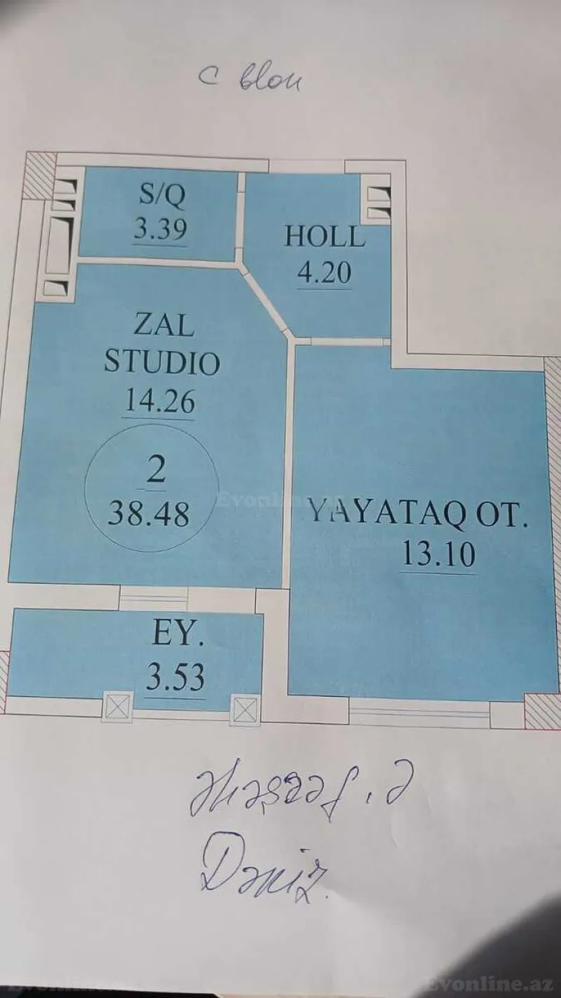 Satılır 1 otaqlı Mənzil Yeni tikili 38 m² Bakı, Nərimanov r — Mənzil, Bakı (3)