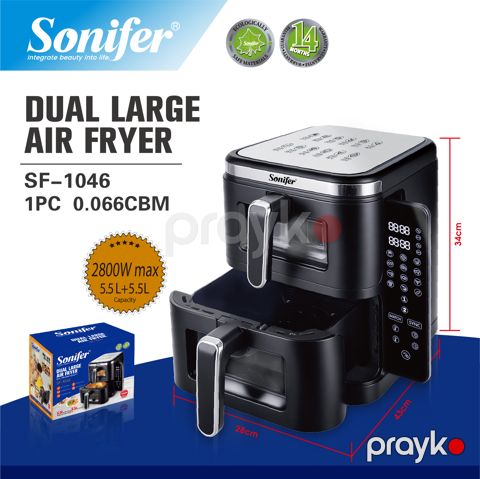 Sonifer SF-1046 Yüksək Keyfiyyətli İki Qatlı LED Ekranlı Elektrikli Hava Fritozu(Air Fryer) — Bakı