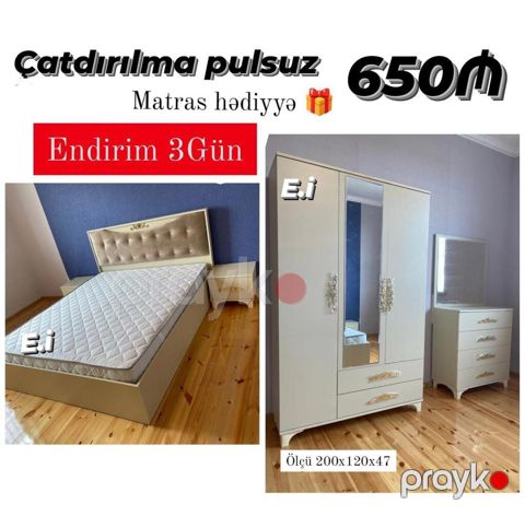 Yataq otağı dəsti – 650₼ Tərkibi: - Yataq çarpayısı (başlıq üzərində — Bakı