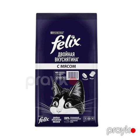 Quru yem Felix Двойная вкуснятина, yetkin pişiklər üçün, mal əti ilə, 1 kq — Bakı