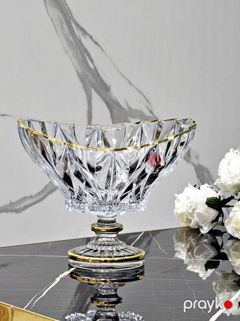 Meyvə qabı, şüşə, şəffaf/qızılı, 27 sm - homestore_vm1605 — Bakı