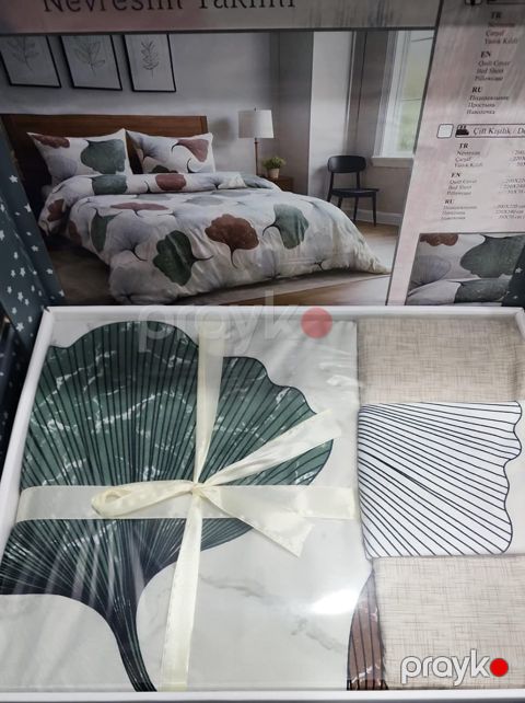 Yataq üçün iri yarpaq naxışlı dəst Moon Star VM019-2403, ağ, iki nəfərlik, yorğan üzü 200x220 sm, mələfə 220x240 sm, 2 ədyastıq üzü 50x70 sm — Bakı