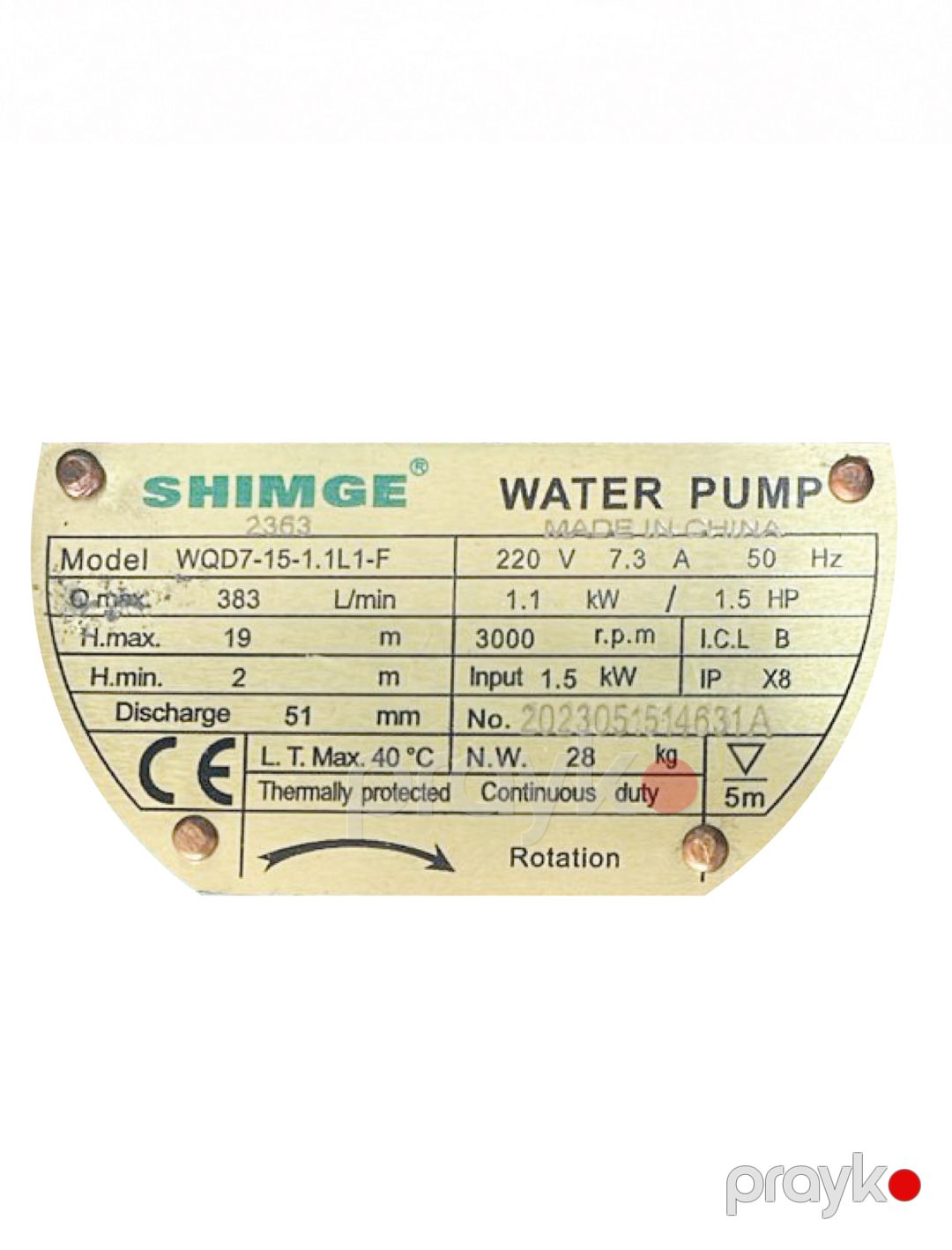 Salınan drenaj nasosu Shinge VC-1833963 WQD7-15-1.1L1-F — Mallar, Bakı (2)